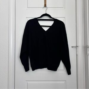 Staccato Black V-Neck Sweater with Back Strap Detail